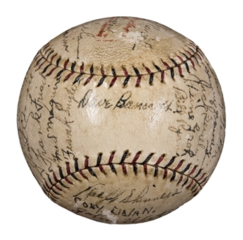 1923 National League Champion New York Giants Team Signed ONL Heydler Baseball With 27 Signatures Including Bancroft, Youngs, Jackson, Kelly & Stengel (Beckett)